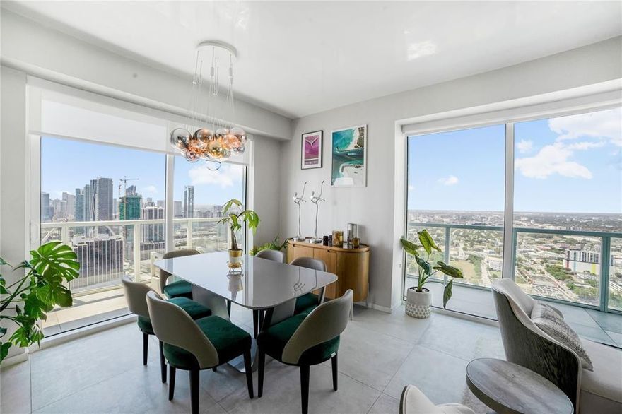 Welcome to your dream home in Edgewater, one of Miami’s most vibrant neighborhoods. Perched on the 44th floor, this stunning 2-bedroom, 2-bathroom corner unit offers panoramic views of Biscayne Bay sunrises and the city skyline at sunset. Located across from Margaret Pace Park, enjoy waterfront trails, outdoor fitness stations, a dog park, a playground, green spaces, and vibrant restaurants nearby—perfect for an active lifestyle. Renovated in 2022 with high-end finishes, featuring: • Custom Italian cabinetry • Marble kitchen countertops • Bosch appliances • Built-in wine cooler • Designer fixtures & furniture Includes one designated parking space. Don’t miss this rare chance to own a turnkey home with an elevated design, prime location, and luxury amenities.