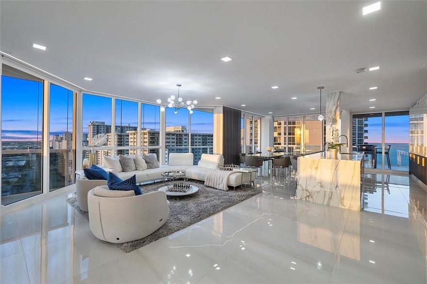 Fully Upgraded, Direct Ocean double corner paradise in the sky! Open and re-architected 3/2.5 sweeping entrancing day/night views throughout of Ocean, City, Intercoastal. Most incredible sunrises and sunsets. Two Large Balconies. Large Kitchen seats 6, Remodeled Baths, Incredible Finishes. Private elevators & private foyer. Watch sunrises and sunsets from all living areas. High Impact Windows/Doors, every detail has been thought of, come and see! Valet/self parking, extra storage. L'Hermitage has 10+ acres of oceanfront property with 600+ feet on an attended beach. The 2.5 acre pool deck has heated spas, pools, kiddie pool and café. Updated fitness center with his/her sauna/steam/massage rooms. Full valet and concierge services included. 2 Har-Tru Tennis Courts, pets OK!