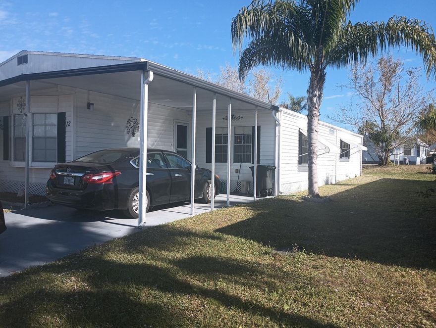 Opening bid $2650 Private Reserve 2 Bedroom 2 Bath Excellent condition Recent updates: new roof & gutters; new stove. • Systems: central A/C; electric heat; ceiling fans; on site laundry • Lot & exterior: carport; storage shed; cul de sac lot; community lake/riverfront setting. • Park rules: 55+ age restricted community; park approval required to purchase; lot lease/HOA applies Included services (typical in park listings): lawn maintenance, trash removal, and community activities Spanish Lakes Riverfront offers a resort style, active adult environment with clubhouse, pool, fitness, tennis, golf and social activities Market rent $833.06 a month.