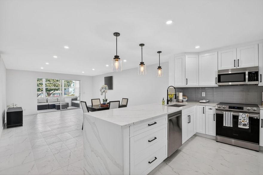 " BLDG is FHA APPROVED. Beautifully renovated 2nd-floor corner unit in the  55+ Village Royale community. This move-in-ready condo features new tile flooring, new appliances, a new kitchen and bathrooms, updated electrical and new electrical panel—all completed with permits. The spacious layout offers 2 walk-in closets, 2 showers, and extra storage, with added privacy and natural light . The condo association is fully funded with no minimum down payment required, and cable, water, and internet are included. Enjoy an active lifestyle with clubhouses for performances and social events, card room, library, billiards, outdoor pool and patio, shuffleboard, BBQ areas, and walking paths. Conveniently located near shopping, major roadways, golf courses, and beautiful beaches" Motived Seller.. A/c is 15y old