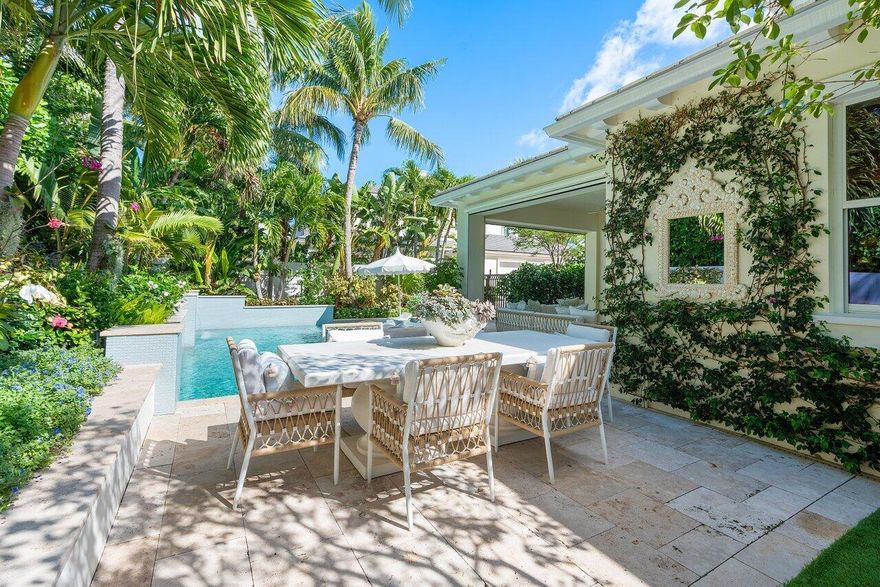 Live the Dream in this superb private enclave of only 5 luxury townhomes in Gulf Stream with private deeded beach access. Integrating the most progressive design with exceptional high quality and the finest of materials, the home was recently renovated by designer Jan Showers. Featured in Kips Bay Decorators Show Houses, the townhouse is truly a one-of-a-kind jewel that redefines the South Florida experience. Boasting 3,521 square feet of thoughtfully designed living space, this stunning home offers 3 spacious bedrooms and 3.1 beautifully appointed bathrooms. The open, bright living area effortlessly flows into an expansive loggia, a Zen-like pool, and a spa area, all surrounded by lush tropical landscaping, creating a perfect setting for relaxation and entertaining.