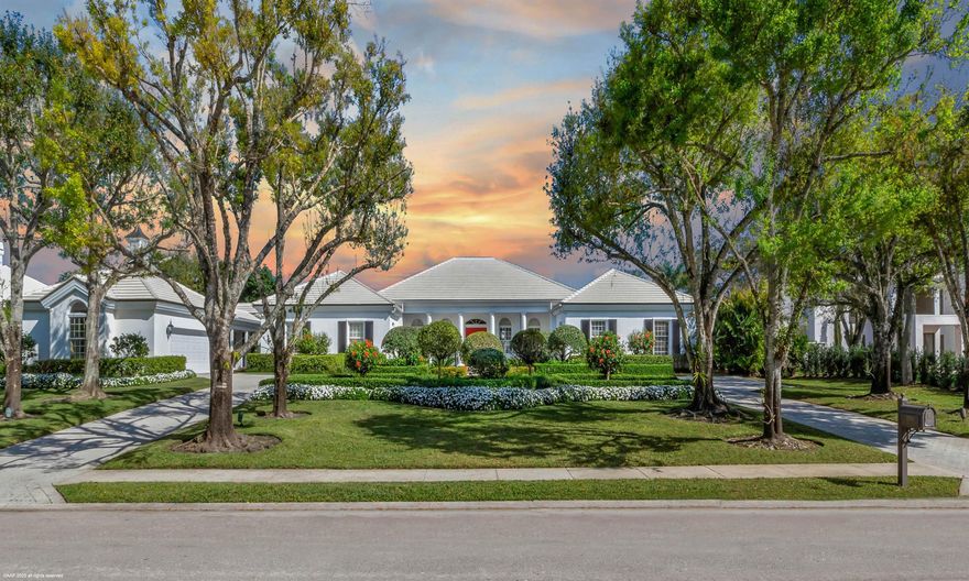 Experience the timeless elegance of Palm Beach classic architecture in this well maintained estate home, offering the perfect blend of luxury, comfort, and privacy. Situated  on a spacious lot in the prestigious Palm Beach Polo community, this exceptional residence boasts 4 large bedrooms and 4 1/2 bathrooms, plus a separate guest cottage, with a full bath and kitchenette ideal for visitors or multi-generational living. Upon entering, you're welcomed by a grand foyer that leads into a thoughtfully designed  traditional floor plan. The spacious Dining Room is perfect for entertaining and opens to the Living Room and wood paneled Study. The luxurious primary suite is a private retreat with two walk-in closets and an en-suite bathroom. Outside you'll find a beautiful patio and large pool.