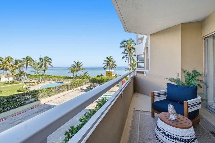 Beautifully remodeled 1BD/1.5BA condo at The Hemispheres. Enjoy the the modern kitchen, updated bathroom and floors, while relaxing in your bright and spacious living room with breathtaking northeast facing ocean views and full impact windows/doors for peace of mind. This updated unit offers resort-style amenities including two pools with cabanas, a fitness center, on-site restaurants, marina, tennis, and more. 1 parking space included and unbeatable location near shops and dining. Your stylish ocean view retreat awaits!