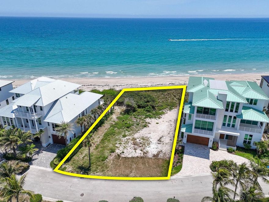 Incredible opportunity to build your dream home on this rare ocean-to-river lot in the exclusive gated community of Diamond Sands. This over half-acre property is the best priced ocean-to-river lot in South Florida, offering panoramic views of the Atlantic Ocean and Intracoastal Waterway. Ideally located between Jensen Beach and Stuart, you're just minutes from dining, shopping, and entertainment. One of the few oceanfront communities with direct access to a new marina and yacht club—plus, a premier 45 ft. boat slip is included in the sale. Custom home packages available.