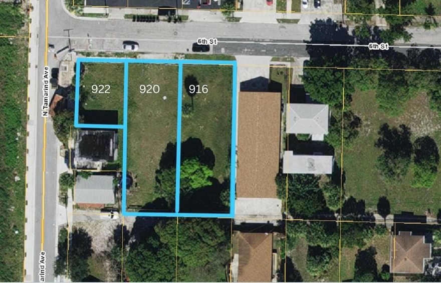 PRIME Development Opportunity in Downtown West Palm Beach!Rare chance to acquire 3 contiguous vacant parcels—916 6th St (parcel No.74434321060090050) , 920 6th St (parcel No.74434321060090060), and 922 6th St (parcel No.74434321060090071)—totaling 0.38 acres (16,553 sq ft) in the growing Northwest neighborhood. Offered together for $690,000, these side-by-side lots are ideal for investors or developers. Zoned NWD-R-C1. Just minutes from Downtown WPB, shops, dining, and transit. Strong potential in one of the city's most progressive areas. All parcels sold together—don't miss out! Sale includes 3 parcels: 74-43-43-21-06-009-0050, 74-43-43-21-06-009-0060, and 74-43-43-21-06-009-0071. Sold as a package only. Buyer to verify zoning, land use, and development potential.