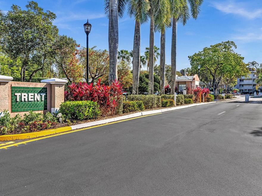 Light, bright & ready for new owner! This freshly painted corner condo is located in a charming two-story courtyard building featuring a brand-new roof & new elevator. Situated in Trent, one of the most well-maintained 55+ gated communities in Kings Point, this home offers both comfort & convenience. Enjoy the community pool just steps away, or take advantage of the impressive main clubhouse with live shows & theater, fitness center, pool & jacuzzi, tennis, arts & crafts, billiards, games, classes, & social clubs. Courtesy bus service to the clubhouse, Publix, bank, & shops makes everyday living easy & car-optional. Perfect for full-time resort living or a seasonal escape. Washer & dryer in unit. Monthly fee includes water, cable, & internet. Stress-free South Florida living at its finest!