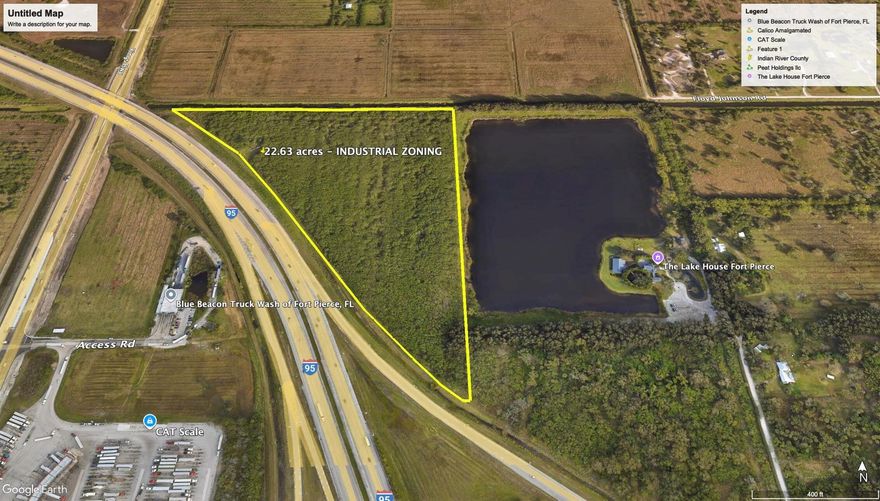 Prime 22.63-Acre Industrial Property with I-95 Frontage & Orange Ave Interchange Access. Unlock the potential of this exceptional 22.63-acre industrialzoned property located in one of the region's most active and rapidly developing industrial corridors. Boasting direct frontage along I-95 and seamless access via the Orange Avenue Interchange, this site offers unparalleled visibility and connectivity --ideal for freight logistics, distribution, or light manufacturing operations. Strategically situated within the Orange Avenue Activity Area, this property is surrounded by a wave of new development catering to the transportation and logistics industries. The area is rapidly emerging as a hub for innovation and industrial growth, with key players in the sector establishing a strong footprint