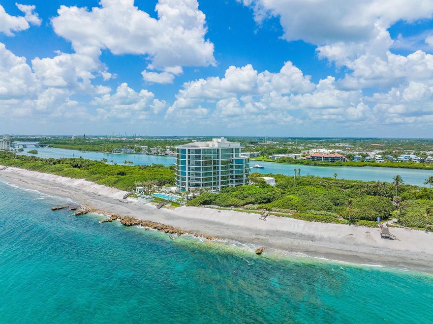 Welcome to SeaGlass on Jupiter Island, an ultra-luxury oceanfront residence offers sweeping Atlantic views and exceptional privacy. With only 21 exclusive residences, SeaGlass offers 24/7 security, resort-style living, and dedicated concierge services.  This refined home features an open layout with floor-to-ceiling windows, marble flooring throughout, 3 ensuite bedrooms, club room, oversized terrace with summer kitchen, and a private 2 car garage. The gourmet kitchen is appointed with top-tier appliances, a Miele wine column, dual dishwashers, and custom Snaidero cabinetry. The primary suite offers terrace access, multiple closets, and his and her baths. Amenities include a 24-hour staffed lobby, infinity-edge pool, day dock, fitness center, yoga lawn, club room, fire pit, and pet areas.