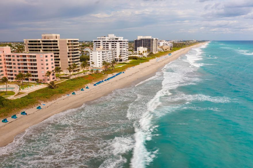 Building has passed all inspections and all assessments are paid. Unit mold report. Direct Oceanfront. SE exposure. Watch the sun come up over the horizon and see the ''bad moon a rising''. Endless ocean view from all room's. Dine in, or  on your 200 sq ft balcony over the ocean. One of a kind coral entrance wall. Bright unit. Open floor plan. Hurricane windows & doors. Shutters for personal sun bathing privacy. Updated. Almost new a/c and water heater. Den seconds as a 2nd bedroom. Full size washer and dryer. Master has whirlpool tub/shower, 2 sinks, 3 spacious closets. Community pool/hot tub and fitness center. Poolside ocean sitting room with kitchen facilities. Boutique building with 5 day on site manager. 24 hours required for all showings. May consider seasonal rental.