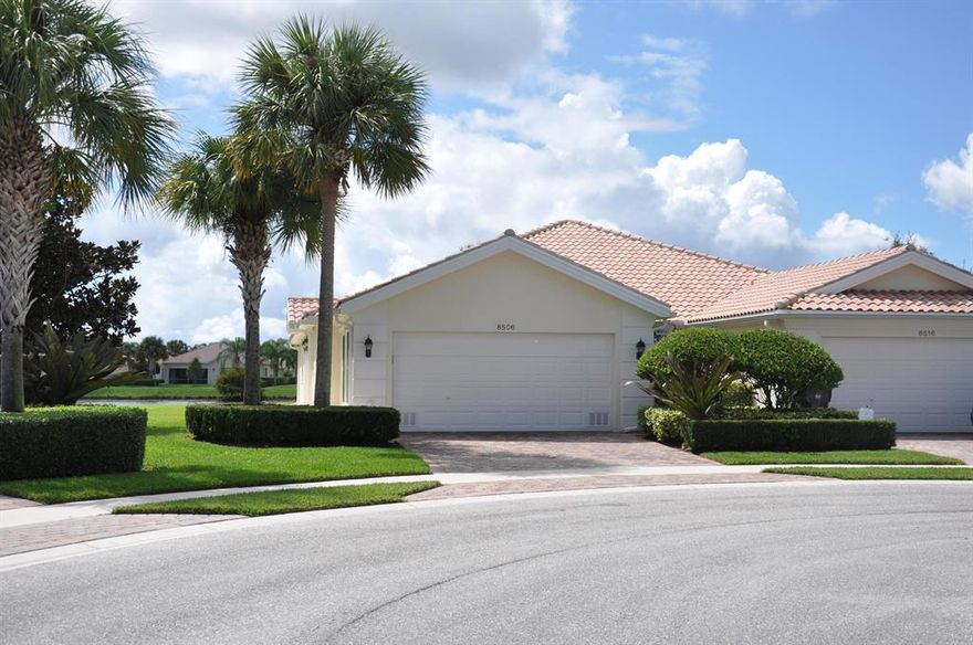 This DiVosta solid concrete built home is situated on a premium over-sized  lot overlooking a wide lake. Bright and open Capri floor plan encompasses split bedroom, expansive ceiling height, walk-in closets with shelves, and a large laundry room with cabinets and utility sink. Open concept floor plan has tile though out the wet areas of the home, white cabinetry in kitchen and baths, with sliding glass doors that overlooks, the serene view of the lake. This true resort style community provides residents with easy access to the village town center by pedestrian bridges and biking paths. See Supplemental Remarks for Additional Information! This DiVosta solid concrete built home is situated on a premium over-sized lot overlooking a wide lake. Bright and open Capri floor plan encompasses split bedroom, expansive ceiling height, walk-in closets with shelves, and a large laundry room with cabinets and utility sink. Open concept floor plan has tile throughout the wet areas if the home, white cabinetry in kitchen and baths, with sliding glass doors that overlooks the serene view of the lake. This true resort style community provides residents with easy access to the village town center by pedestrian bridges and biking paths. Amenties include a clubhouse with social gathering rooms, a heated resort-styled swimming pool and a lap pool, fully equipped business center, basketball courts, tennis shoes, Bocce ball courts, library, tot lot, restaurant, hair salon, nail salon and many planned activities by an on staff director. It is centrally located and minutes away from the Wellington mall, Wellington hospital, highly accredited schools, restaurants, as well as recreational amenities including parks, boating, fishing, water skiing, golf course, polo grounds and more. Conveniently located from PBI airport, turnpike and I-95. **Brand new AC** gently used refrigerator. HOA fee includes landscaping/lawn, mulch, painting the exterior, 24-hour manned security entrance, alarm, internet and cable.