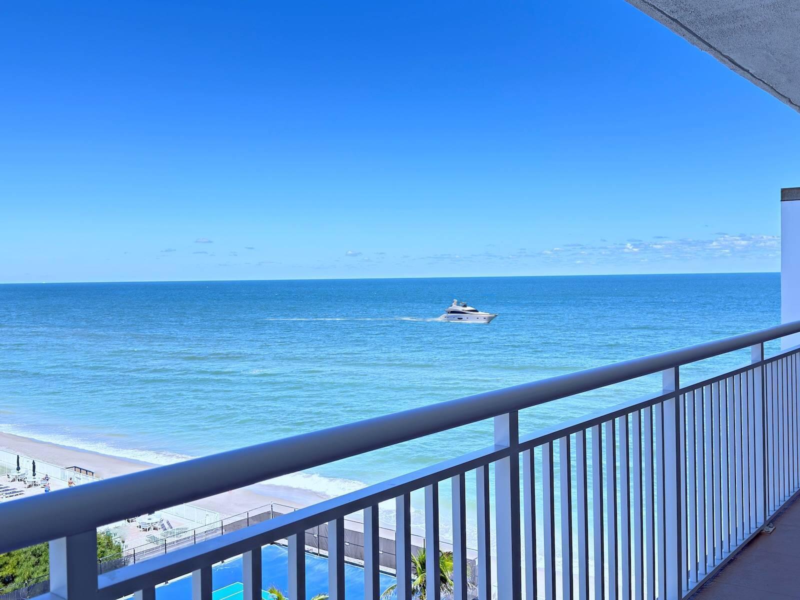 Step into your dream ocean retreat. This spacious Penthouse 2-bedroom, 2-bath, 1,500sqft home welcomes you with beautiful North-East Ocean Views. Imagine starting your mornings with a cup of coffee on your expansive balcony, taking in the beautiful ocean scenery, and ending your day relaxing to the sounds of the ocean waves. From this Penthouse, you can also enjoy the views of the IntraCoastal waterway and watch beautiful fireworks that illuminate the night sky on holidays.Featuring impact-resistant windows throughout, the home ensures comfort and uninterrupted Ocean Views. The space is ready for your personal touch, providing the perfect opportunity to refresh, update, and make it uniquely yours. Whether you're seeking a full-time oceanfront residence or a seasonal getaway,