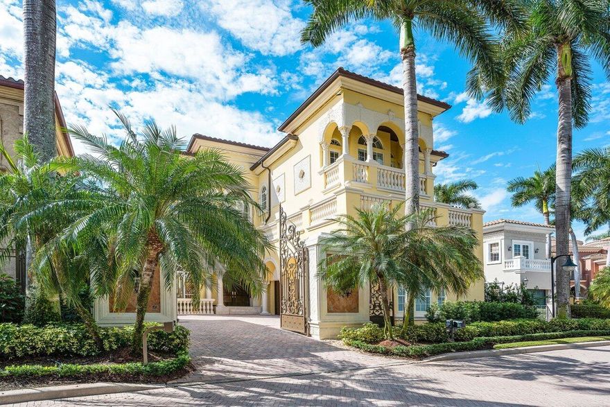 Experience this updated transitional home within the gated privacy of Addison Estates on the grounds of the Boca Raton Club. Enjoy southern exposure and views overlooking the resort and lakes along the 16th hole with an easy walk or ride to the Club with world-class dining, sports facilities, and beach club. Meticulous with substantial investments, this home offers well-appointed rooms, full hurricane protection, 2 offices, fireplaces, an elevator, an extensive gym, an air-conditioned 3-car air garage, and a stately parking courtyard/garden/fountain area. In addition to the outdoor pool, spa, and entertainment area, the home offers a third-floor sundeck with a private loft retreat: near restaurants, beach, and Mizner Park.