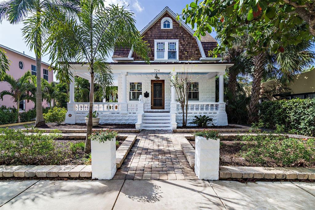 Grand Dutch Colonial in Grandview Heights! This remarkably remodeled Dutch Colonial boasts 3 bedrooms and 2.5 baths in the heart of West Palm Beach. This light filled home features modern amenities such as updated baths and kitchen yet holds onto its ''old world charm,'' retaining original stained glass windows and original hardwood floors. The master suite has an en-suite master bath with a terrace. The home also features a finished basement that has a wall unit A/C perfect for climate controlled storage, office, or an additional room. Out back there is a fenced in paver patio perfect for entertaining. The home has it all! Location, charm, and space! Close proximity to Grandview Market, Rosemary Square, Palm Beach International Airport, and Palm Beach Island.