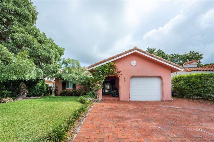 RIO VISTA in move-in condition! Single story, 3/2 plus bonus room, 1 car garage, heated pool. Impact windows and doors. New AC. Built in 1985. Located on a cul de sac street. No cut through traffic. Private tropical backyard. Shed stays. Separate dining area. Kitchen open to family room. Tankless water heater. Vaulted ceilings. Travertine and tile floors. Paver driveway. Barrel tile roof. Live the lifestyle!