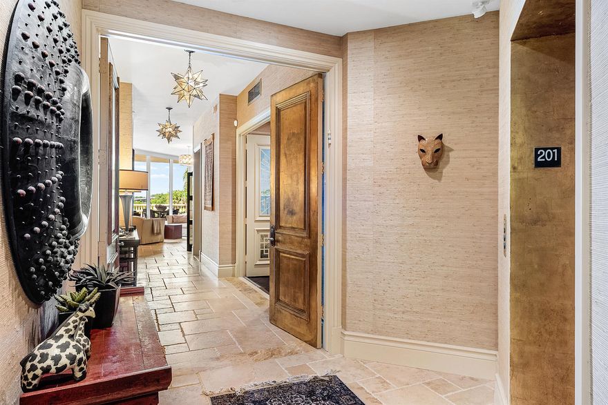 This stunning Bellaria residence offers the privacy and lifestyle of a single-family home with the convenience and security of a luxury condominium. As you step off the elevator, which only serves 9 units, into your private vestibule you'll immediately be impressed by the quality finishes and 10' 4'' ceilings this beautiful home has to offer. Inside, there are 3 bedroom suites, each with its own private bath, a library/den, a chef's kitchen complete with Downsview cabinetry, a Thermador Gas Oven, a Subzero refrigerator/freezer, and a breakfast bar. The piece de resistance is the enormous outdoor living space, perfect for enjoying the ICW sunset views and entertaining your friends and family. There's also a 2nd interior elevator that brings you to your private air-conditioned 2-car garage