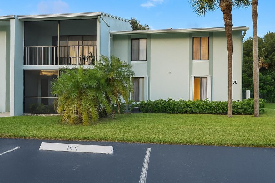 Welcome home to this beautiful 2 bedroom, 2 bath condo located on the first floor of a well maintained gated community in West Palm Beach. This unit offers an open feel throughout. Enjoy New vinyl windows, tile flooring in all rooms, tiled enclosed patio, AC replaced in 2021 with 10 year warranty, Water heater replaced in 2020 duct work complete, water heater, and a recently updated roof. from 2024, All assessments paid. Full laundry room.The community features a  pool, clubhouse, tennis and pickleball courts. Comes with one assigned parking space. HOA includes basic cable, internet, and water. Close to I-95, the Turnpike, Palm Beach Outlets, downtown West Palm, and the beach.No leasing during the first two years. A perfect combination of comfort, convenience.