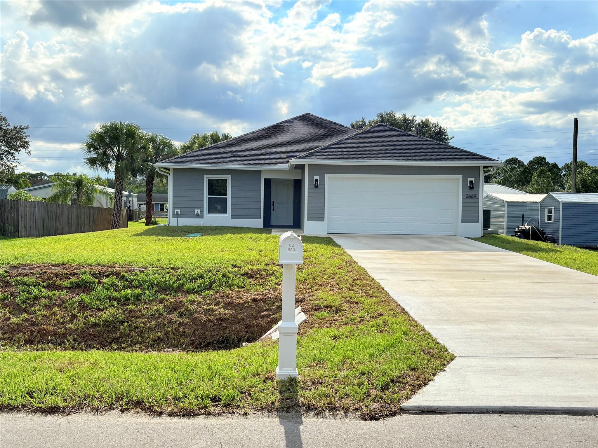 BRAND NEW 2025 NEW CONSTRUCTION. NO HOA. LUXURY FINISHES. STORM PROOF WINDOWS. WASHER/DRYER. GUTTERS. 10 FT VAULTED CEILINGS. QUARTZ COUNTERTOPS. PORCELAIN WOOD TILE. Modern 3BR/2BA home. Check off all the boxes with an open floor plan, large kitchen island with quartz counter tops and bathrooms, foyer, pantry closet, covered front porch, 2-car garage, covered back porch and impact windows and doors (don’t get stuck putting up shutters during a hurricane). Additional features include gutters all the way around the home pre-installed by the builder, extra long concrete driveway, and spray foam insulation to help lower the electric bill in the hot summers. Washer and dryer included from the builder. Available, August 2025.