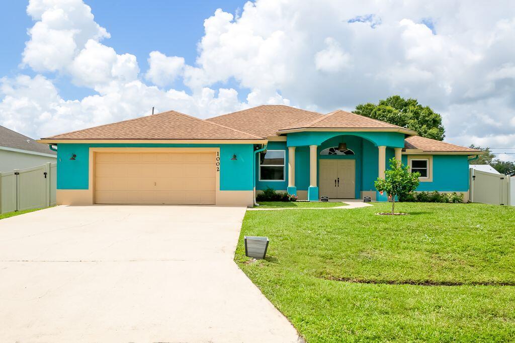 Beautiful 3 bedroom plus den pool home. Nice natural cherry ''Craft made'' kitchen cabinets with granite counters and stainless steel appliances, beautiful fenced backyard, a large slider opening up to the pool and patio area, accordion shutters in the patio, impact windows at the front and side of the house, new roof installed on 2024, water heater energy efficient 50 gallon 2 years old, AC 8 years with a new blower motor installed on 2024, new landscape, the pool was completely resurfaced on 2020.The guest bathroom opens to the pool area. The enormous master suite has a door also leading to the pool area. It features a 3 level decorative ceiling, two large walk in closets. The master bathroom has two large vanities with his and her sinks, a beautiful corner soaking tub