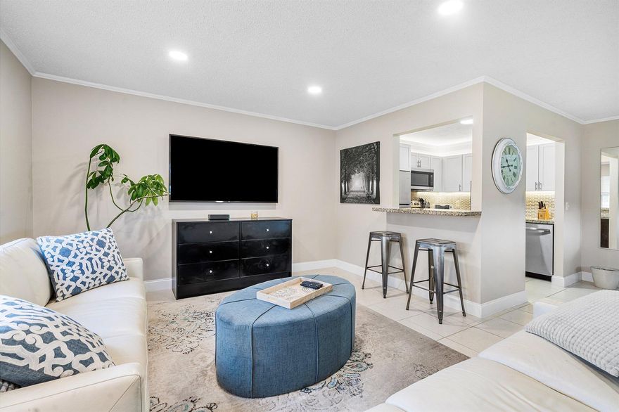 55+ COMMUNITY. Spacious, fully furnished 1 bed, 1.5 bath condo in Kings Point. This beautifully remodeled second-floor corner unit offers great natural light, updated kitchen and baths, and an open, comfortable layout. Move-in ready with stylish furnishings and access to Kings Point's resort-style amenities including golf, pools, fitness centers, and more. Requirements First month, last month and security deposit equal to 3 months rent. Min 650 credit. Income 2.5X