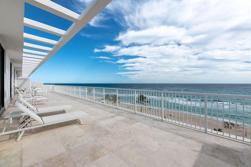 Three bedroom oceanfront penthouse with over 800 square feet of terrace space overlooking the Atlantic. Great location, one block from Worth Avenue. This spacious condo offers 2754 square feet of living space. Penthouse level pool, exercise room and club room just steps from your front door. Building offers guest rooms and is pet friendly. Very large walk in closet could easily be set up as walk in closet and office. See floorplan. Leased from Jan to June 1, 2022. 24 hour notice to show. *** Worth Waiting For!***
