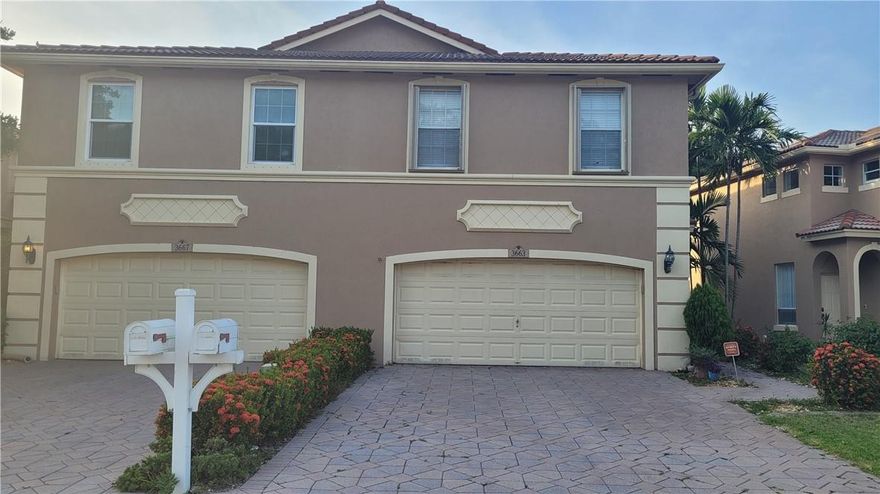 Beautiful 3 bedroom, 2.5 bathroom, newly renovated kitchen in one of the most desirable neighborhoods; Banyan Trails in Coconut Creek. Beautiful open kitchen, huge master bedroom with large walk-in closet.  All bedrooms and laundry room located upstairs.  2 car garage, stainless steel appliances, extra storage under staircase.  Big, private backyard, great for entertaining.  Located on a quiet cul de sac.  Access to a community clubhouse and pool within walking distance.  Excellent schools and parks, (Winston Park Elementary and Sabal Pines Park within walking distance.  Open and spacious floor plan.    Newly purchased and installed hurricane shutters.  Close to Promenade shopping.  A must see!  Property sold As Is with right of inspection. All smart home devices not included.