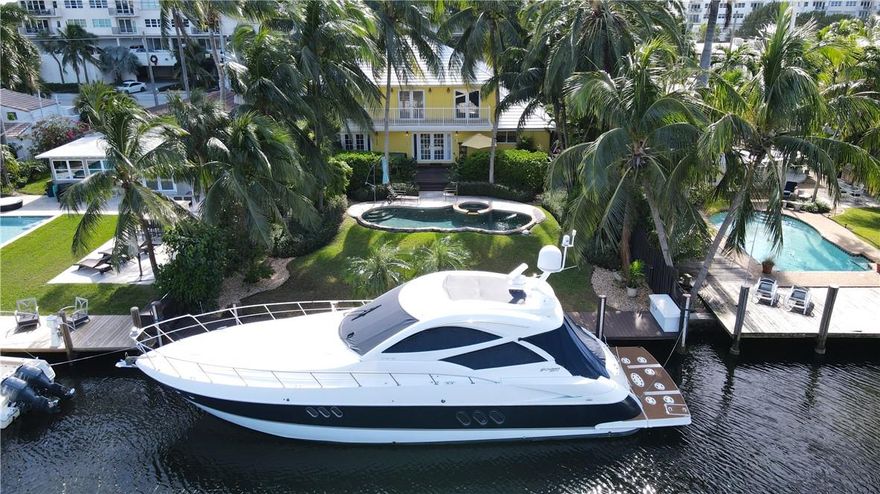 Bermuda Inspired Deepwater Estate sited on a private 7,800 sq ft walled and gated lot on famed Las Olas Boulevard boasts 60 ft +/- of Deepwater dockage, minutes to Port Everglades Inlet. Meticulously cared for, this eclectic 4 Bedroom, 3 Bathroom two-story estate is a rare find on Las Olas, featuring a one-car garage and gated circle driveway. Recent upgrades to the roof, impact windows, an inviting open kitchen, and three of four bedrooms enjoying views of the water and tropical backyard setting make this waterfront estate shine. The beautifully landscaped backyard with lovely pocket gardens and stately palms overlooks a stone-edged pool with an overflow spa inviting indoor/outdoor living that takes relaxation to a new level. Dockage is rented month by month for $16K+ annual income!