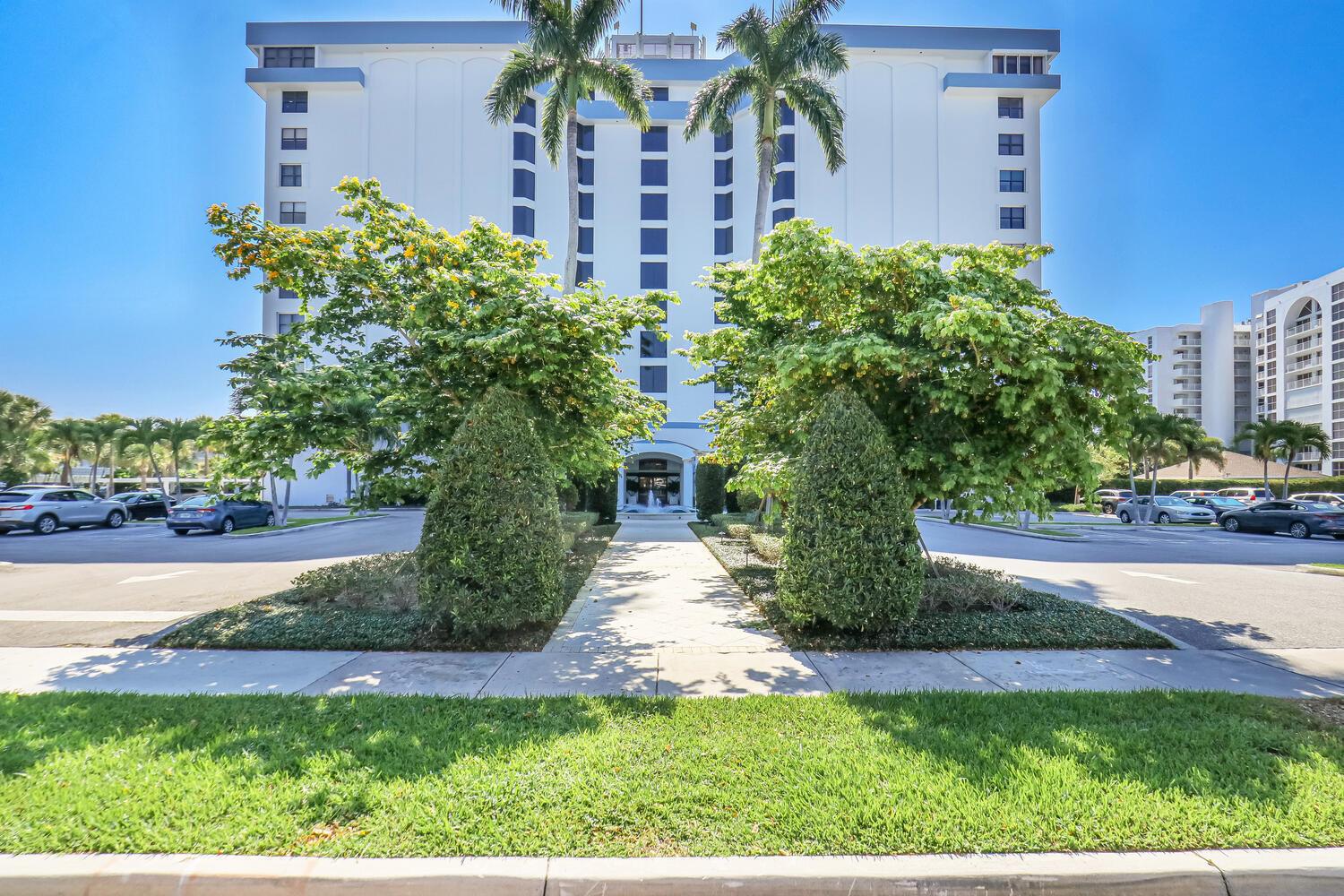 WOW!!! HIGHLY DESIRED PORTOFINO SOUTH Condominiums. Located in beautiful WEST PALM BEACH, Florida. One of the best waterfront buildings off Flagler Drive. RARE FIND. FURNISHED. Available to rent SEASONAL $5,600 Month or Yearly $3,600 a month. Includes water, electric, cable, internet. Available to move in NOVEMBER 1, 2025.  Can rent unfurnished with a long-term lease. Security with 24/7 door person in lobby and guest check-in. Ground level first floor unit. Easy access being closest unit to the buildings front door. Don't need to use an elevator. 2 bedroom 2 bath. Views of the Intracoastal Waterway. Updated bathrooms and kitchen with custom cabinets, granite countertops, stainless steel appliances. Shows very well. Plantation shutters.