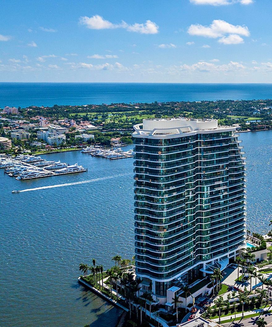 THE ONLY CORNER FLOOR PLAN AVAILABLE OF IT'S KIND! Spectacular direct ocean and intracoastal views from the Living/Dining, Primary suite and office. 3 BR + Office including a spacious wraparound terrace. Motorized shades, custom closets, 11-ft sliders/windows. Impressive over-sized (24 in. x 36 in.) large format Dolomiti Marble throughout. The Bristol is the most amenity rich building, 5-star amenities and special attention to detail including: waterfront fitness center, beauty salon, two elegant spas, steam room/sauna/massage treatment rooms, 75-ft resort-style swimming pool and indoor/outdoor Jacuzzi, on-site professional concierge, front desk, spacious outdoor entertaining terrace, club lounge, private dining room, card room, dog park and full building generator... Also includes 3 house vehicles equipped with a driver, gated entrance, and 24-hour valet. 1 assigned parking space and 2 valet spaces.