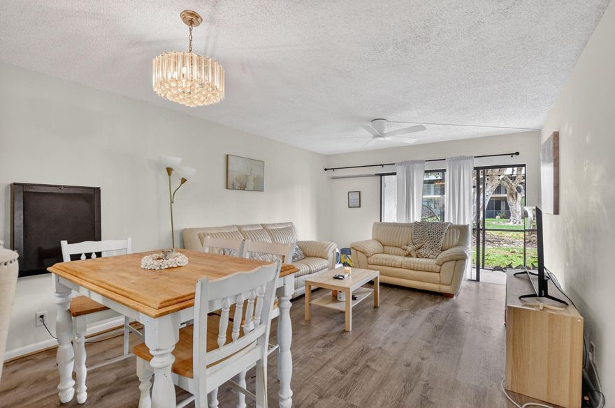 Sanctuary Pines is located on Spanish River Road, between Dixie and Federal Highway less than 1/2 mile to the beach!  Two shopping centers are next door and include coffee shops, hardware store, post office, Publix, and great restaurants!  This 2/2 condo is located on the 1st floor and has a lanai and courtyard, perfect for entertaining.  The kitchen is newer with white cabinets, ss appliances, and quartz counter tops.  Easy access to FAU too.  New roof in 2025.  Exterior painting in 2026.   No current assessments.