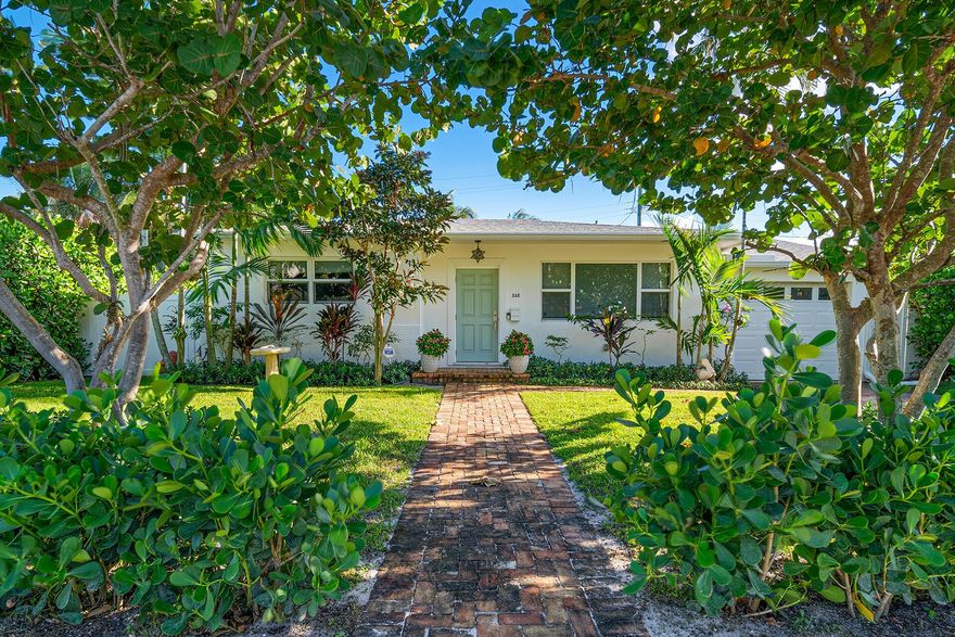 Discover this charming SoSo home just 2 blocks from the Intracoastal Waterway & Flagler Drive bike path. Featuring 2 bedrooms, 1 bath, & a garage on a 6,500 sq. ft. lot, this residence offers timeless terrazzo floors, all impact windows, a 2021 roof, & an updated kitchen and bath. The lush, private backyard with pergola is ideal for relaxing or entertaining (plenty of room for a swimming pool). Enjoy proximity to Palm Beach Island, downtown West Palm Beach, PBI Airport, top dining, shopping & cultural venues--making this an exceptional opportunity in one of the area's most desirable neighborhoods. All measurements & information are deemed reliable but not guaranteed. Buyer to independently verify.