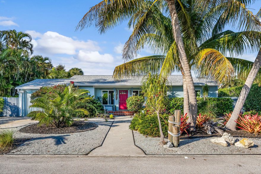 This charming L shape sturdy Florida styled block home sits higher on the lot in this prime location, east of Olive in historic College Park. . Easy maintenance with Xeriscape front yard. The 3-bedroom, 2-bath main residence is complemented by an expansive mother-in Law or private suite with its own entrance, living room, kitchenette, and two baths—ideal for guests, multigenerational living, or easily reimagined as a luxurious primary retreat or home office.  
Original hardwood floors restored in 2020 add timeless warmth, while thoughtful updates provide peace of mind, including impact windows 2018, AC systems installed between 2018-2022, main house roof 2018, a new detached garage roof 2024, two new hot water heaters 2024, and, custom Hunter Douglas motorized blinds (2022)
A detached garage with electric offers endless possibilities as a cabana, studio, gym, or creative space, and dual driveways provide room for a boat, golf cart, or additional vehicles this is an exceptional feature for the area.

College Park is centered between the Art district of LWB and Downtown West Palm Beach, City Place and Downtown Palm Beach. International Airport is 15 minutes away.  Enjoy oceanfront dining at Benny's on the Beach, stroll along the Lake Worth Beach Pier, or explore the boutiques, cafés, and galleries of Downtown Lake Worth Beach. Upscale shopping and dining are just minutes away at CityPlace.