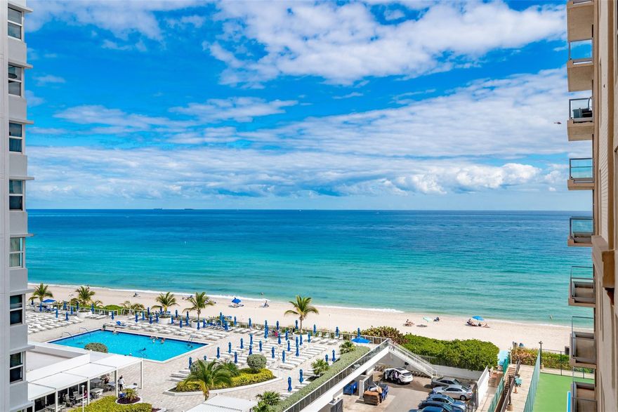 MALAGA TOWERS-Luxurious Lobby, Entrance, & bldg. only 4 corner units per flr. Unit is located in the building closest to the beach, and also has the largest sq ft of all C units. The C unit have a 2nd door opening to balcony from mstr. bdrm. Very lg bdrms w/lg walk-in closets. Huge recreation/party room w/kitchen opens to pool terrace, a new gym w/baths,showers & sauna .  Beach chair service. Heated pool with cabanas on pool deck. Ocean front tennis court attached to pool deck. Two BBQ’s with separate eating area on terrace. Covered parking & 24 hr security. Building recently received its 40/50 year recertification. washer/dryer in the unit. Live in this unit comfortably while you plan for any renovations. Pool area Always in the sunshine!!Dogs allowed. Easy to see