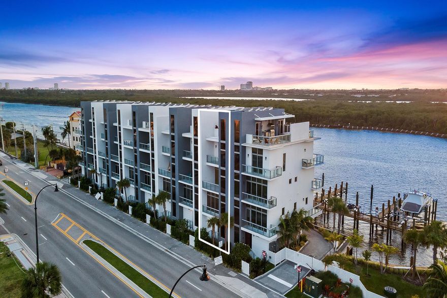 This is rare to find a home that offers so much of the South Florida lifestyle! Built in 2020 by JQ Group and designed by Kaller Architecture, Quint Luxury townhomes have it all. This boutique development of 10 townhouses is the ideal location for a boater's paradise. Your boat slip is located directly behind your home in a private marina exclusive only to the residents of Quint. The marina spans 320' of waterfront with a total of 12 boat slips. Dock up to a 60 feet boat right out your back door with easy access to the ocean via Port Everglades in Fort Lauderdale, less than 5 miles away. Power hook-up with independent meter. As you enter your home, you will be swept away with the outstanding attention to detail that went into this modern design.