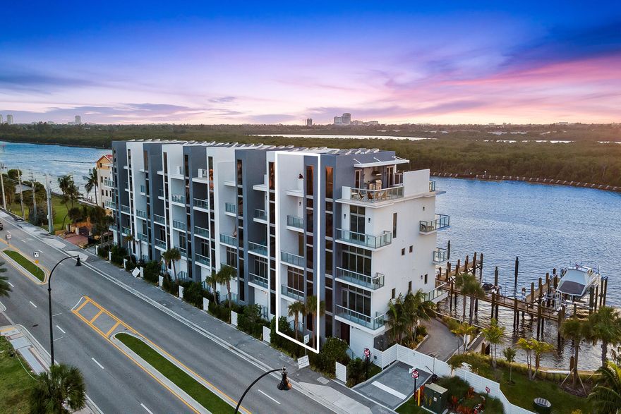 This is rare to find a home that offers so much of the South Florida lifestyle! Built in 2020 by JQ Group and designed by Kaller Architecture, Quint Luxury townhomes have it all. This boutique development of 10 townhouses is the ideal location for a boater's paradise. Your boat slip is located directly behind your home in a private marina exclusive only to the residents of Quint. The marina spans 320' of waterfront with a total of 12 boat slips. Dock up to a 60 feet boat right out your back door with easy access to the ocean via Port Everglades in Fort Lauderdale, less than 5 miles away. Power hook-up with independent meter. As you enter your home, you will be swept away with the outstanding attention to detail that went into this modern design.