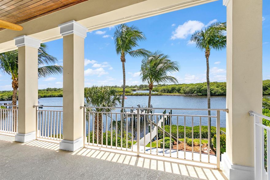 Incredible opportunity to own a 3,786 living sq ft home with waterfront access and a boat dock in Tequesta. 180 feet on the water with stunning, unobstructed River and sunset views. .41 acres on a corner lot located at the end of a cut-de-sac in a gated community. Boat dock with two lifts (20,000 lbs and 10,000 lbs.) Renovated patio and heated pool with outdoor kitchen. 4 bedrooms and 4 baths with multiple bonus rooms for flexible living. Primary bedroom options on either first or second floor. Chicago brick paver drive, 2.5 car garage. Roof is 2016. Whole house generator installed in 2019 and all three AC units are 2020. Built on pilings with impact windows and doors. Boating access to Jupiter inlet, sandbar, and restaurants.