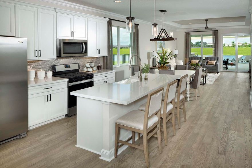 This is a one-story and 1,997 sq. ft. home with 3 bedrooms and 2.5 baths. Enter through the front porch and you are greeted by a flex space that would make for a perfect club or game room. Continue to the rear of the home, past the generously sized kitchen and great room to a spacious and well-appointed owner's suite and bath. Situated directly inside of the owners bathroom you will find a walk-in closet that is larger than life. Spaced just far enough away from the owner's suite sit the two secondary bedrooms which offer just enough privacy for this home while maintaining a convenient flow throughout. A two-car garage tops this perfect home off! 


*Photos shown are of decorated model home and are used for representation purposes only, please consult