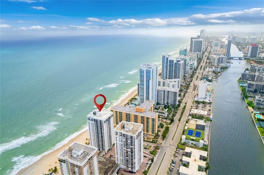 Enjoy breathtaking sunsets and stunning city skyline views from your large balcony terrace. This spacious condo offers an incredible opportunity to create your own beachfront paradise—just bring your vision and remodeling ideas. Featuring brand-new hurricane-impact windows and doors, and a sleek glass balcony for added safety and style. The building offers top-notch amenities including two swimming pools, a gym, beach services, and an on-site restaurant. Located just a short walk to the famous Hollywood Boardwalk, with restaurants and shopping centers nearby. The building has successfully passed its 40-year certification, ensuring peace of mind for years to come.New Publix is at your footsteps and minutes from shops and dining at the Hollywood Broadwalk.