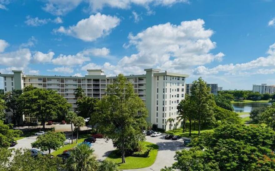 STUNNING WIDE LAKE VIEWS FROM EVERY WINDOW AND 2 PRIVATE BALCONIES.  8TH floor 3/2.5 condo with protective impact windows and sliders!  NEW WOOD engineered floors throughout.  UNFURNISHED.  
 1,900 sqft of light and bright, open living space.  SPLIT FLOOR PLAN.  Common Laundry just outside on every floor of bldg. BIKE storage.  HOA requires 700 score for leaseholder. https://apply.link/icx5zyg ANNUAL LEASE avail October 1st, 2025
CABLE/INTERNET INCLUDED! WATER BILL INCLUDED! ONLY PAY ELECTRIC! 
Unfurnished.
Located in Palm Aire, 1500 acres of lush walking trails, biking paths, birdwatching.  Beautifully maintained with HEATED pool right outside with grills and a reservable pavilion.