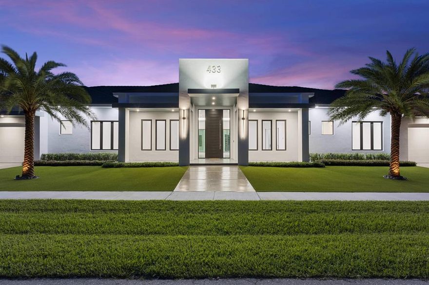 NEW ONE-STORY One of Kind Home  in Down Town East Boca Raton! Completion August 2022. Walk or Golf Cart to Downtown Boca Raton and Mizner Park. 1-mile to the Beach! This home has an open floor plan with an extra large kitchen & living room, 5 Bedrooms (2 Master Suites) , 6.5 Baths, + Large Office, Dining Room, Breakfast Nook, Family Room & 14-foot ceilings with natural light throughout. High-end upgrades and finishes. Energy efficient hurricane impact windows & doors, LED lighting, insulated attic and Natural Gas Tankless Water Heaters. Miele 60-inch refrigerator/freezer, Wolf Gas Range, Wall Oven and Micro Wave, & Full Height Wine Cooler. Beautiful backyard with resort-style pool & summer kitchen with Natural Gas BBQ and extra-large covered patio with electric fireplace.