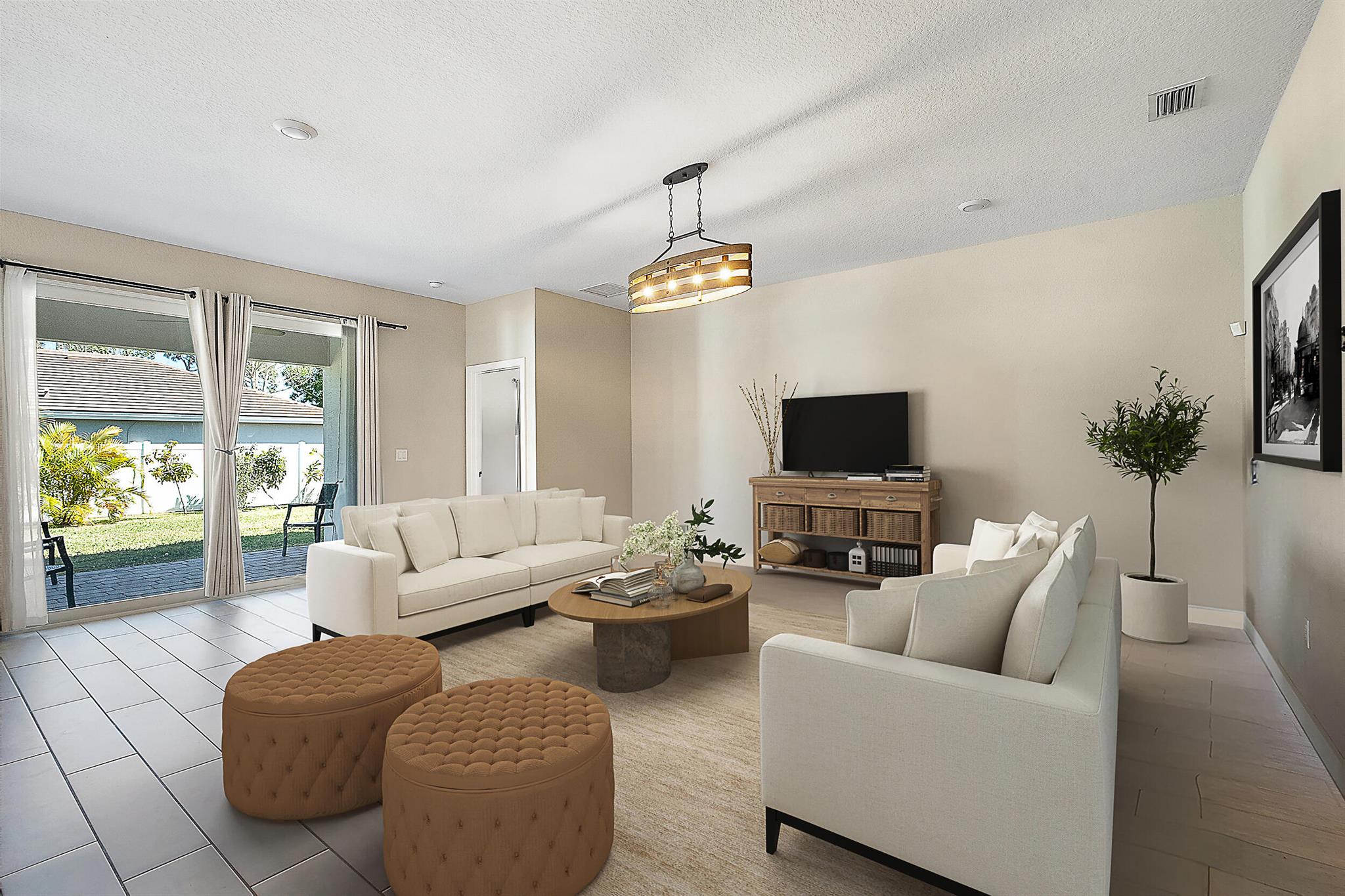 Welcome to Berry Grove, a sought-after gated family friendly community in Palm City! This upgraded home is just minutes from I-95, the Turnpike, shops, restaurants, and top-rated schools. Features include quartz countertops, ceramic plank tile, impact windows & sliders, and upgraded SS appliances. The primary suite has double sinks, and the guest bath includes a tub. Enjoy a large, fully fenced backyard with lawn care included. The garage offers a Tesla Fast Charger & extra outlets. This 62-home community features a heated pool with a cabana and welcomes trucks & first responder vehicles. Known for its great Halloween block parties! Available April 15, 2025.
