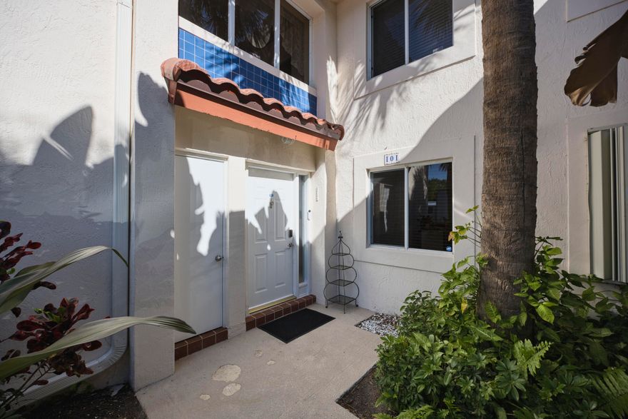 Newly updated, first floor 3/2 bright spacious condo.  Popcorn ceilings removed and new smooth ceiling and fresh paint.  New AC 2025, New Hot Water Heater 2025.   Great east Boca location, east of 95, close to beaches, downtown Boca Raton and Delray Beach, with many restaurants, shops and so much more.  Condo comes with one deeded covered parking space and there are plenty of open guest parking spaces available.