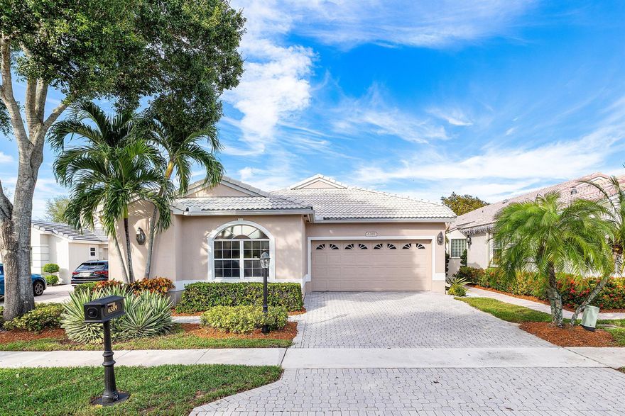 Welcome to 6389 Brava Way -- a beautifully single-story 3-bedroom, 2.5-bath home in the heart of Boca Raton, with the third bedroom currently serving as a convenient office/den.Located in Costa Brava, a desirable gated community within the award-winning Boca Pointe Country Club (membership optional), this light-filled home offers a perfect combination of comfort, style, and low-maintenance living. Enjoy a partial lake view and a smart floor plan featuring walk-in closets, a Jack and Jill bathroom,  2024 AC and 2013 hot water heater. Step outside to 2 Pvt patio's ideal for morning coffee, outdoor dining, or relaxing in the South Florida sunshine. Community Pool