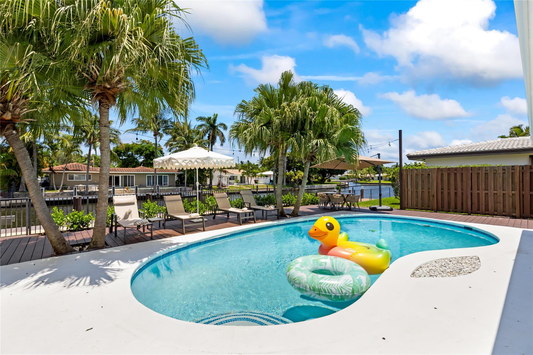 Fully furnished & newly renovated 3BD/3BA waterfront home in desirable Imperial Point, Ft Lauderdale. Features include open floor plan, designer kitchen w/ wood cabinetry, marble counters & SS appliances, spacious living areas, bonus room/office, 2-car garage & impact windows/doors. Enjoy 75 ft of waterfront w/ ocean access, new dock, seawall & boat lift. Resort-style backyard w/ pool, sundeck & lush landscaping perfect for entertaining. New roof & A/C provide peace of mind. Close to beaches, Las Olas, dining & airport. Move-in ready coastal retreat!