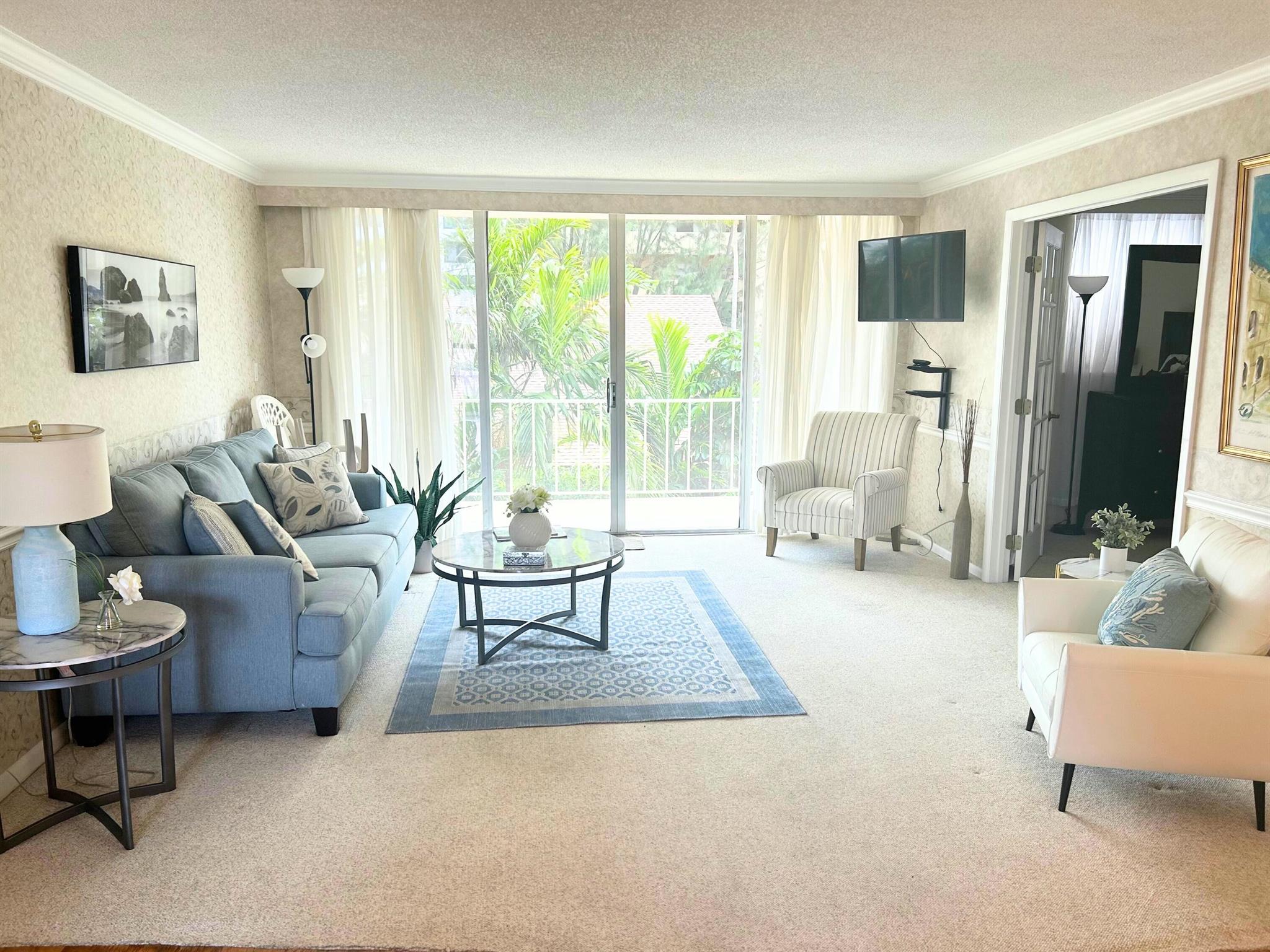 Association requires a 700 credit score. No exceptions. Experience the epitome of the Florida lifestyle in this fully furnished, annual rental at The Brittany. This charming two-bedroom, two-bathroom home offers the perfect blend of comfort and convenience. As you enter, you'll be greeted by a bright and airy dining and kitchen area designed for easy entertaining. The fully equipped kitchen features ample cabinet space and countertops, making meal preparation a breeze. The open-concept dining area flows seamlessly into the spacious living room and an oversized balcony, providing the perfect space for relaxation and gatherings. Step outside onto the balcony and enjoy tranquil views of the community pool and the intracoastal waterway. The split bedroom layout ensures privacy for all.