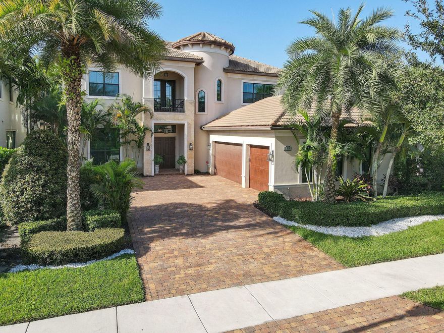 Step into the enchanting realm of Gardenia Isles! This exclusive community is nestled in the heart of Palm Beach Gardens, mere minutes away from the most exquisite dining, entertainment, and top-tier shopping experiences. Conveniently located near I-95, the Florida Turnpike, and Palm Beach International Airport, this remarkable 5069-square-foot home offers an exceptional living experience. Boasting 5 bedrooms plus a den, 5 full bathrooms, and 2 half bathrooms, this home is a true masterpiece. As you cross the threshold through the elegant wooden double doors, you'll find yourself in a grand foyer, surrounded by soaring 25-foot volume ceilings. The expansive living area offers breathtaking views of the outdoor pool and spa oasis, creating a seamless connection between indoor and