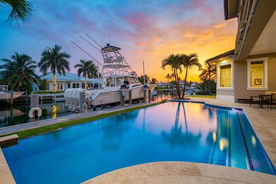 Sophisticated Design Curated for Waterfront Island Living. Built meticulously in 2017 & upgraded with quality timeless features, located on an rare 115' wide WF location, just off a turning basin, 40k Lift & 20k Lift, ocean access NO fixed bridges, located 350 yards from the Atlantic Oceans' white sand beach. Thoughtful sophistication of every detail in this unique home. 5 Bedrooms, Priv in-suite 5 Baths, 2 Laundry room, Elevator, 2 Master Bedrooms, oversized 2 Car Garages, Marble & Wood Plank floors complement the sumptuous two story Great Room & oversized luxurious Kitchen. Oversized Impact Storm Windows. Bright interiors span 4,587 Liv SqFt, 7,284 Total space, Enjoy the privacy of the resort style pool & patio area which provides endless entertaining options.