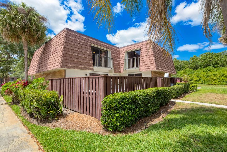 Fully furnished optional -  2-bedroom, 2.5-bath townhome in the gated community of Sunset Trace. This bright and spacious home offers an open living area, updated kitchen, and private fenced patio perfect for relaxing or entertaining. Each bedroom features its own full bath, plus a convenient half bath downstairs. Enjoy resort-style amenities including pools, tennis, basketball, and clubhouse.