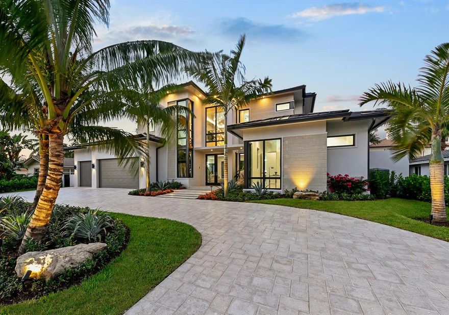 NEW-CONSTRUCTION! Upscale Custom Build in Tropic Isle, a desirable waterfront boating community in Delray Beach. This 5 star unique waterfront estate has a spacious open floor plan and a timeless Transitional Coastal Contemporary Design by award winning Richard Jones Architecture, interior design by Sklar, and Beachfront Builders.Key Features: 12' x 40' pool and infinity Spa with two shallow walks, concrete 70' dock with a wide canal, outdoor courtyard shower and guest outdoor shower, two ground floor flex rooms built to suite: Club Room and Office, Master Bathroom includes a TOTO Washlet bidet, wet-room/sauna shower with a soaking tub, 2 Covered Patios with a fire-pit on the 2nd-floor balcony, 3 Car Garage with room for a lift.