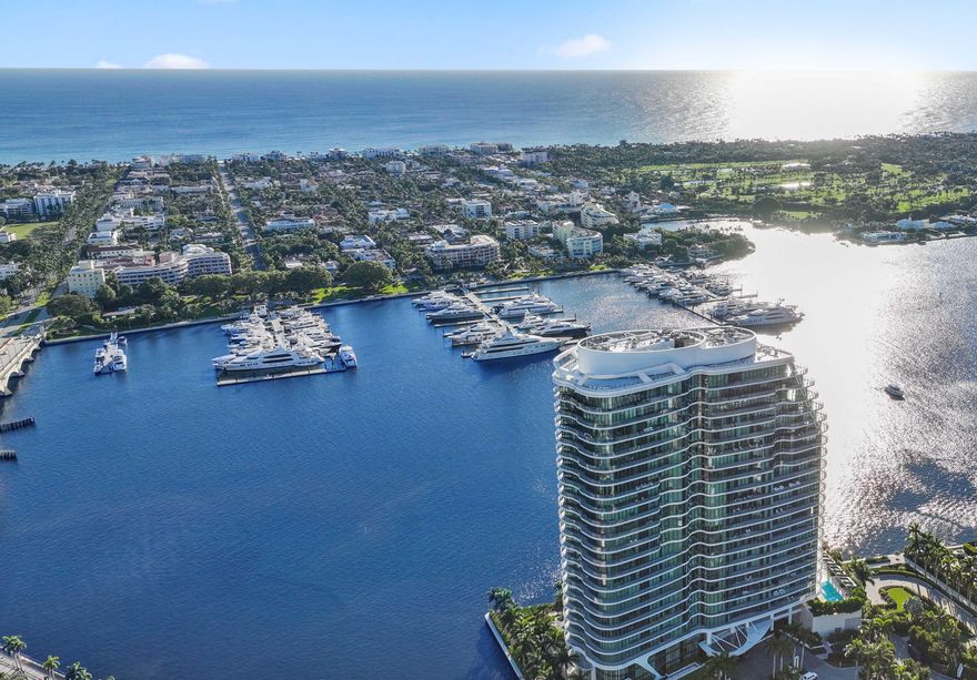 THE ONE YOU'VE BEEN WAITING FOR!! An extraordinary completely custom one-of-kind residence including a rare private garage designed for 3 vehicles. An elevated architectural masterpiece designed for those who demand the finest. This contemporary 4-bedroom,  custom built by Shapiro Pertnoy, includes a substantial waterfront office and an abundance of light-filled entertaining areas that span an impressive 5,544 interior sq ft. Experience the grandeur and comfort of your own private estate within the most exclusive ultra-luxury building in Palm Beach County. An exquisite primary suite features unrivaled ocean & Intracoastal views which can also be admired from each of the two bathrooms surrounded by marble ceilings, walls, & floors. The dual oversized & elegantly appointed dressing room definitely do not disappoint. The gracious and thoughtfully designed kitchen consists of Miele and Wolf appliances, gas and induction cooktop, dual ovens, steam oven, dishwasher, refrigerator drawers and 2 spacious pantries.  Conveniently located between the kitchen and formal dining area, you will discover a beautiful meticulously curated bar and a hidden wine fridge. Expansive 11-ft floor-to-ceiling glass surrounds the entire residence, seamlessly blending indoor and outdoor living while taking in breathtaking panoramic views and the yachts at the Palm Beach Marina. A sprawling 1,500-sq ft wraparound terrace provides the ultimate retreat for entertaining or relaxation. A state-of-the-art air and water filtration system with UV purification ensures a healthy living environment, while a thoughtfully customized private storage closet near the service entrance enhances convenience and organization. The Bristol offers a truly exceptional lifestyle, including the most impressive 5-star amenities and special attention to detail including on-site professional concierge, two spas, a cold plunge, beauty salon, waterfront fitness center, 75-ft swimming pool, club lounge, and indoor/outdoor dog park (pet friendly). Three house vehicles equipped with a driver, gated entrance, valet and front desk both available 24-hours. Just moments from Palm Beach Island, the world-renowned Worth Avenue, premier private aviation, Palm Beach International Airport, and the exclusive Palm Beach Marina. This is not just a home, it is a lifestyle and a statement of sophistication and prestige.