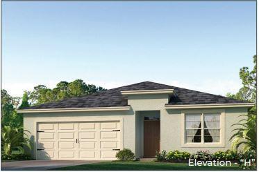 Brand new extended Cali, 4 Bedroom, 2 bath, 2 car garage almost finished. Open floor plan with large kitchen island and walk in pantry. Primary bedroom easily fits king size furniture and more, with an oversized walk-in closet and large linen closet. Tile everywhere except the bedrooms. Kitchen boasts 36'' cabinets, range, microwave and dishwasher. Smart home package along with Trussed covered lanai. Fully sodded lawn, shrubs, mulch upfront and 4 hardwood trees. All homesites are large enough to accommodate a pool down the road. No HOA rules or fees